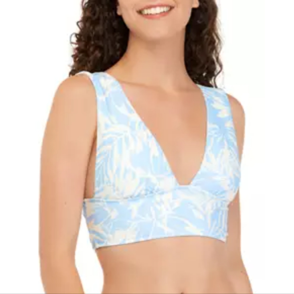 TRUE CRAFT Seaside Palms Midkini Swim Top, Blue White L